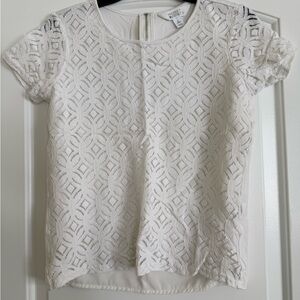 Market & Spruce Cream Lace Blouse